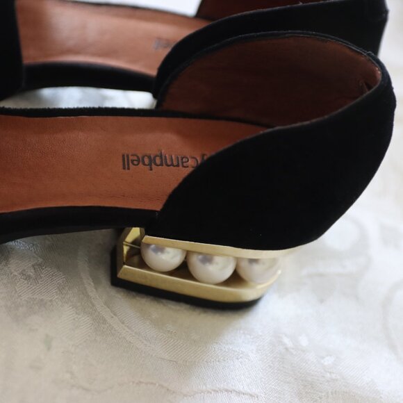 Jeffery Campbell Civil MP Black Suede Gold Pearl Size 9.5 - Picture 5 of 13